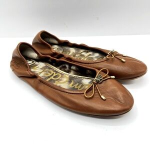 Sam Edelman Women’s Size 7.5 Felicia Brown Saddle Leather Ballet Flats Casual